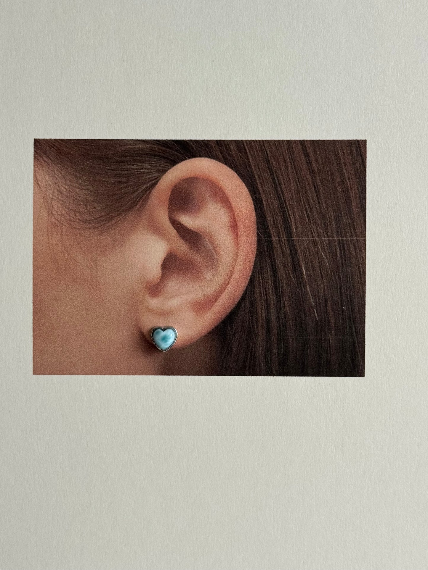 Larimar Heart Sterling Sliver Earring