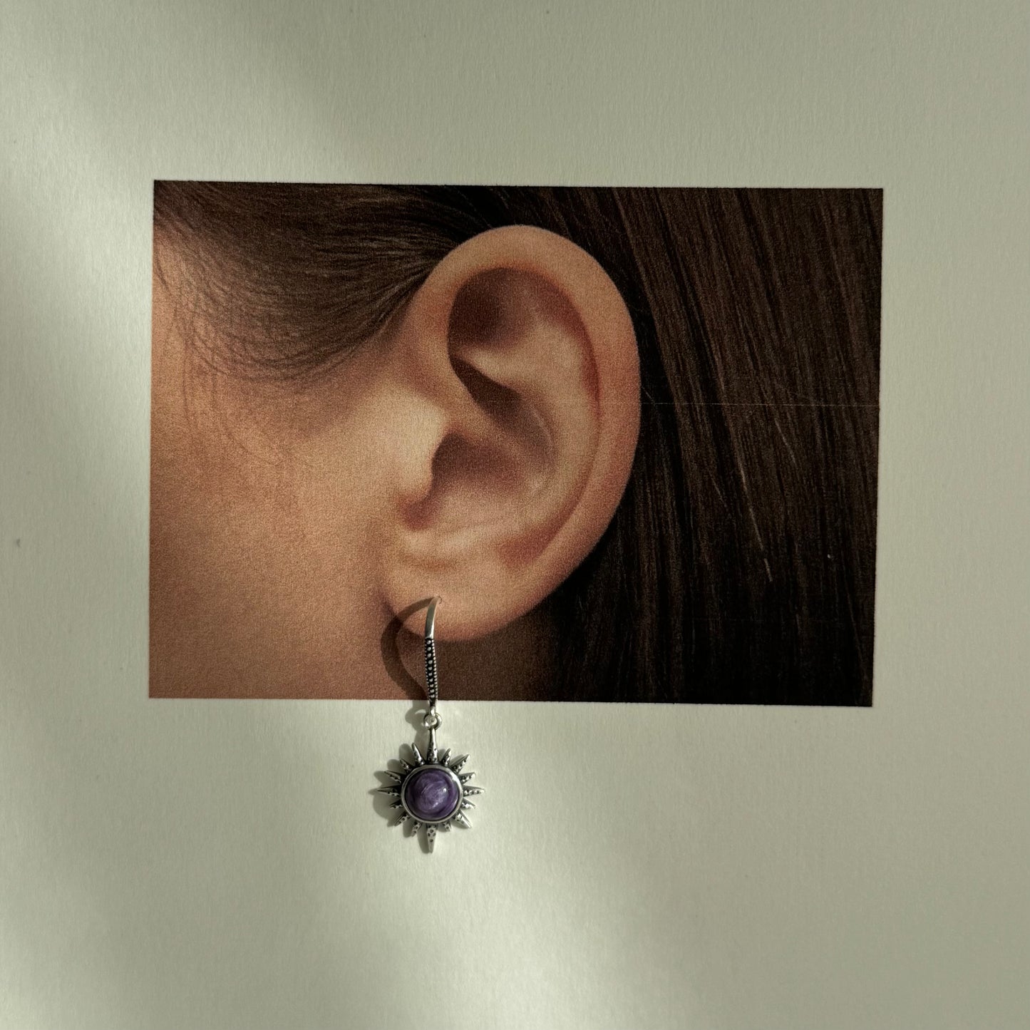Charoite Sterling Sliver Drop Earring