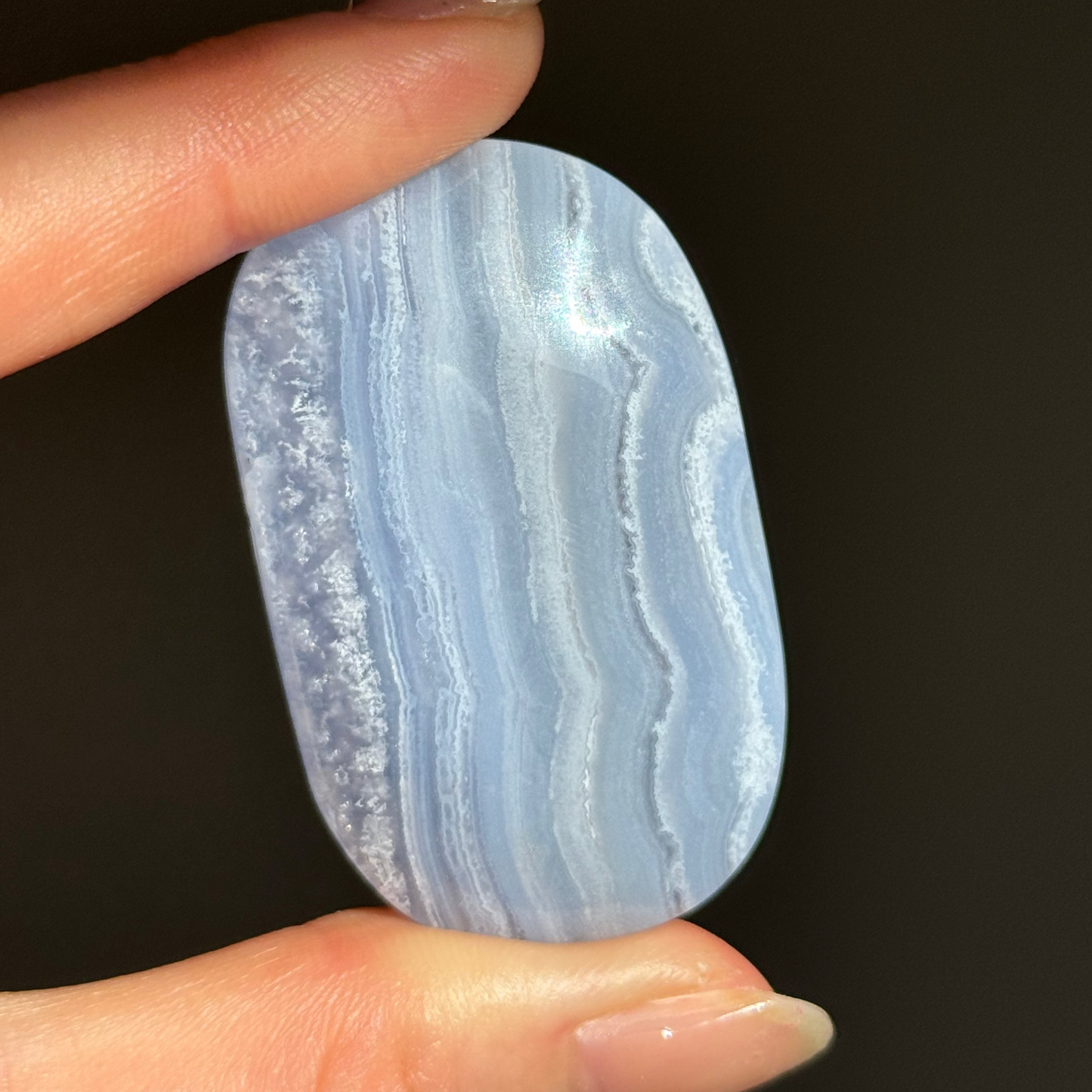 Druzy Blue Lace Agate Palm Stone