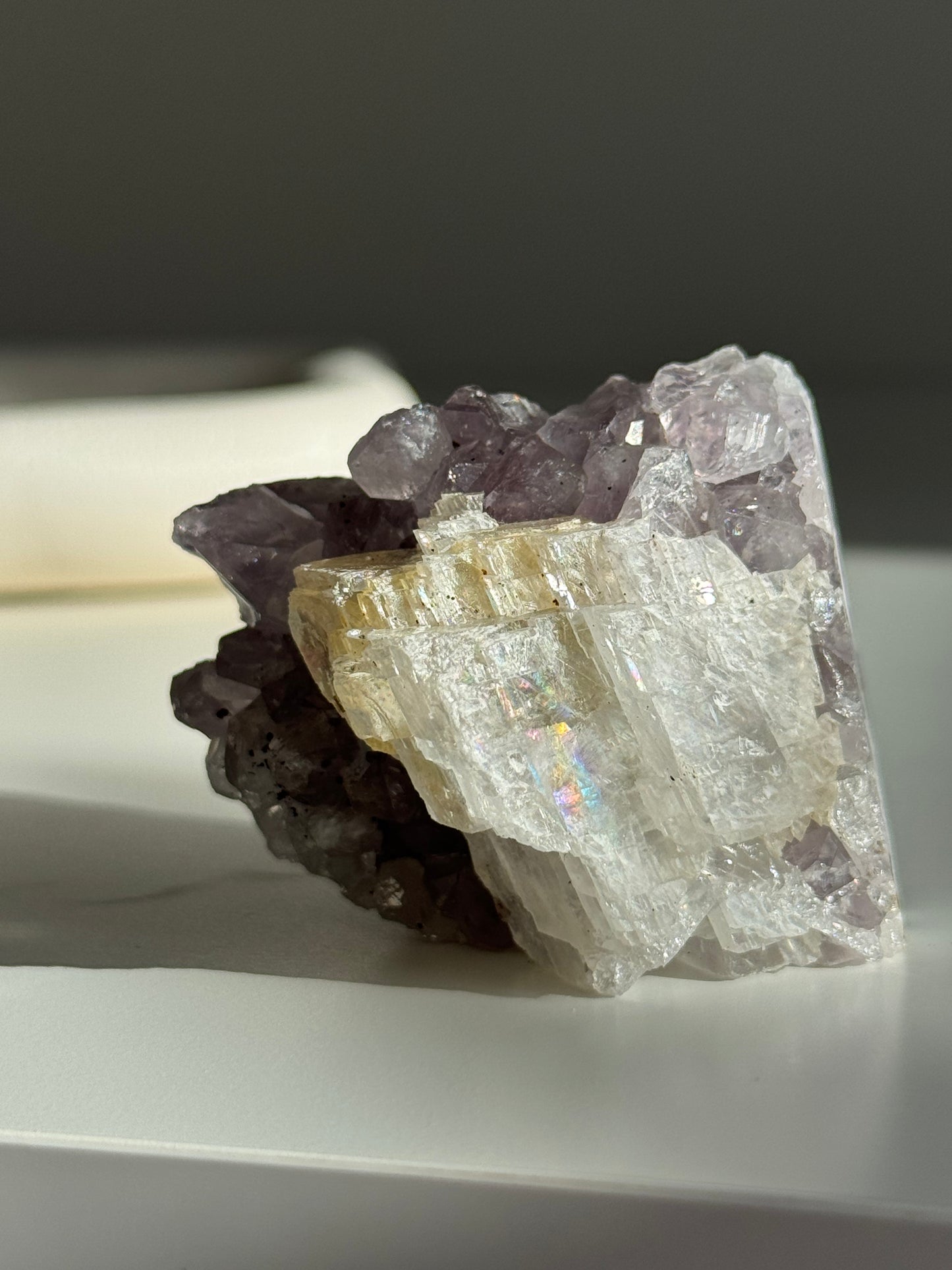 Amethyst Cluster with calcite