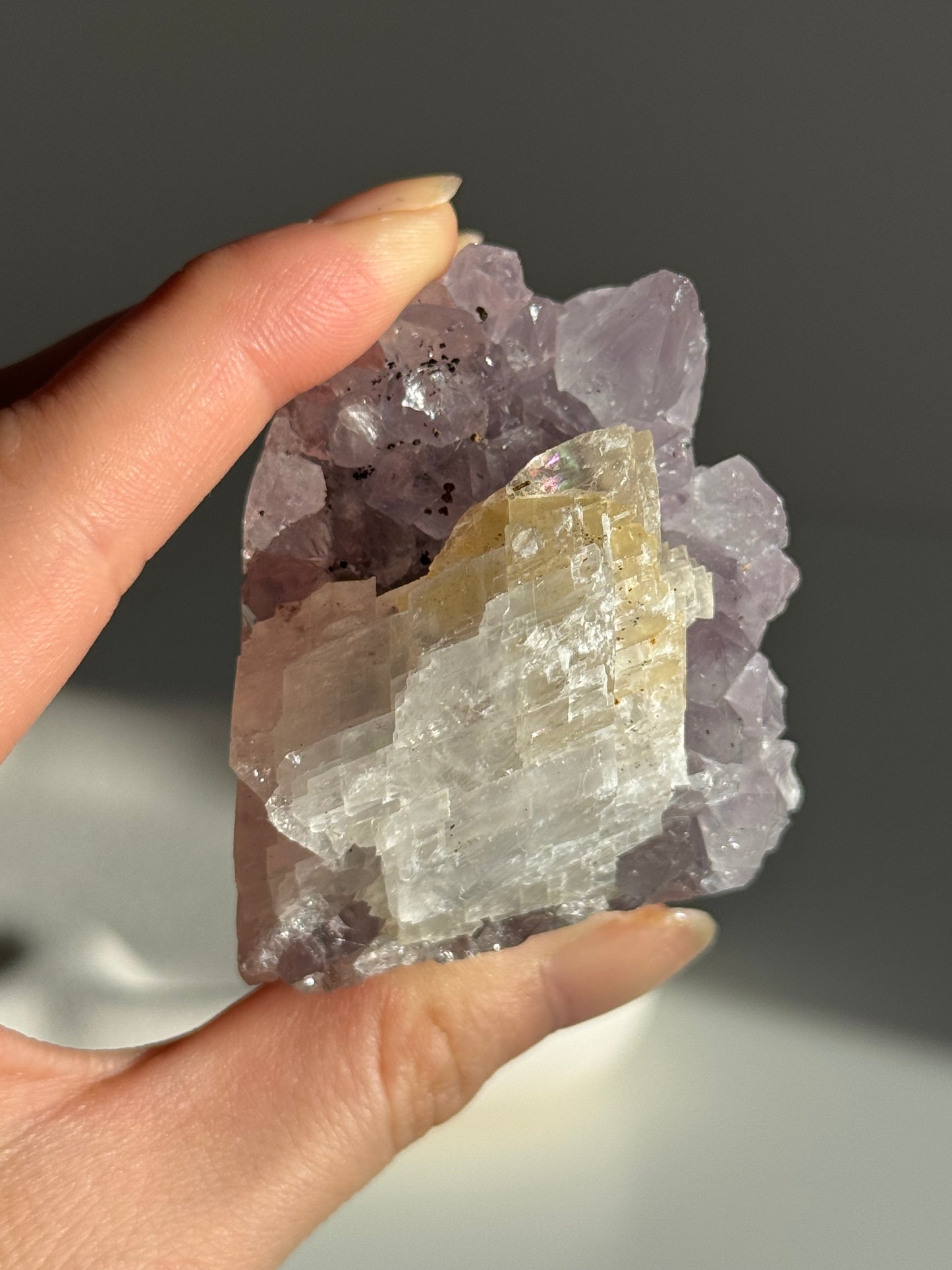 Amethyst Cluster with calcite