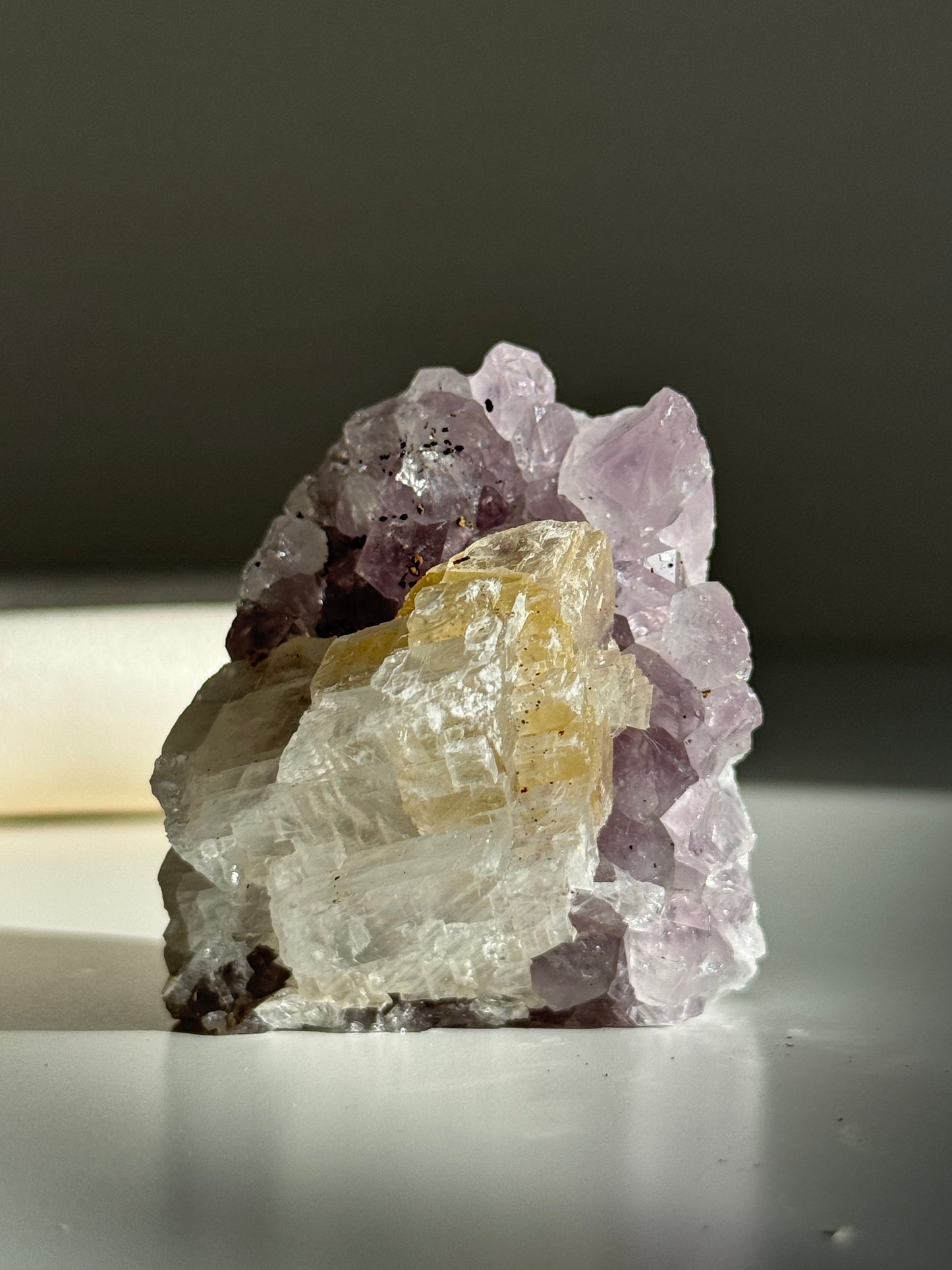 Amethyst Cluster with calcite