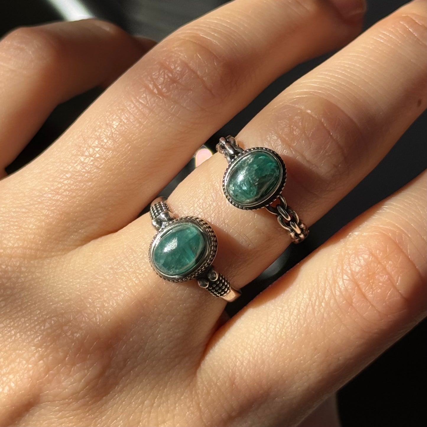 Emerald Lepidolite Sterling Sliver Ring