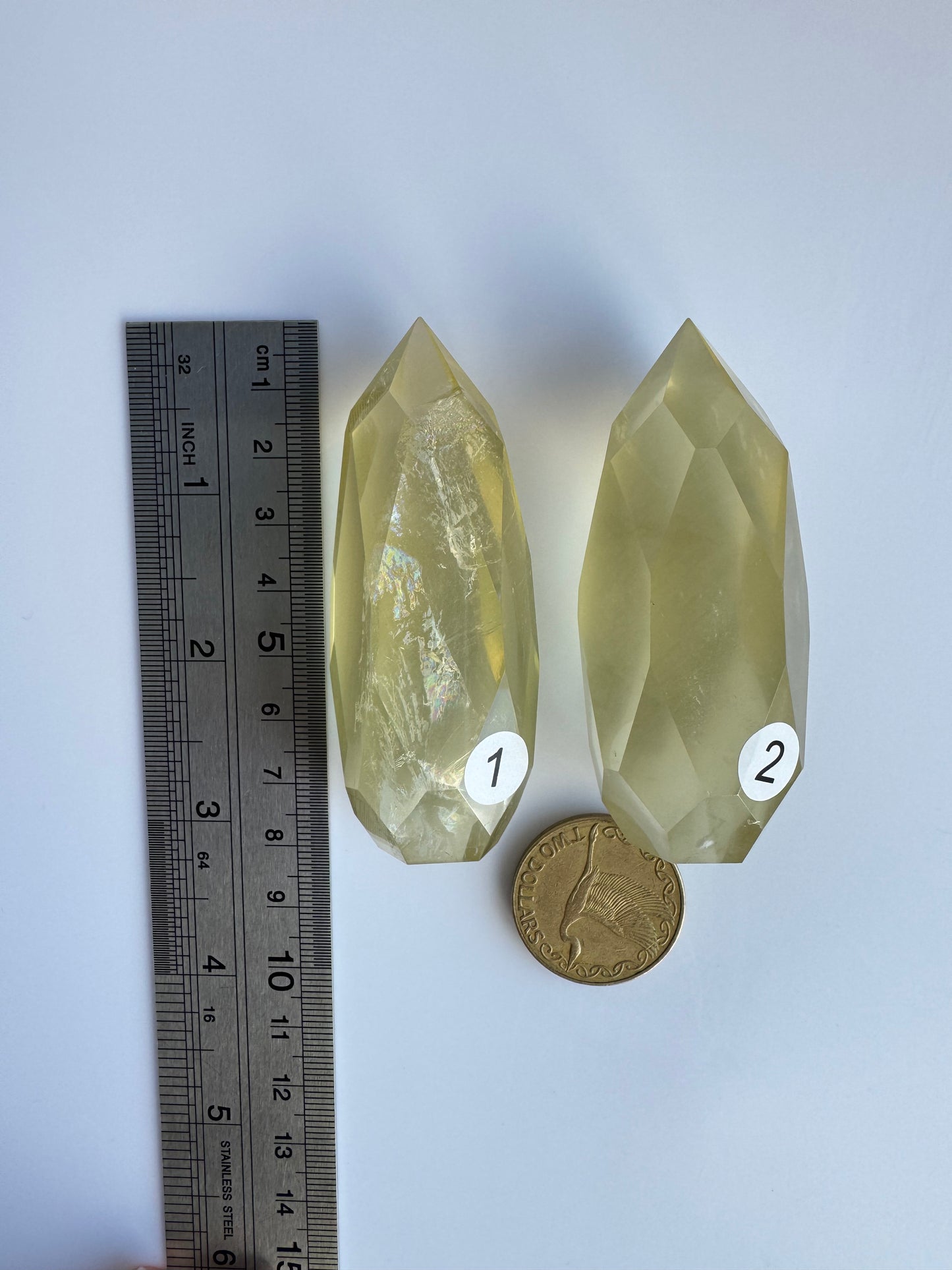 Rutile Citrine Faceted Tower #2
