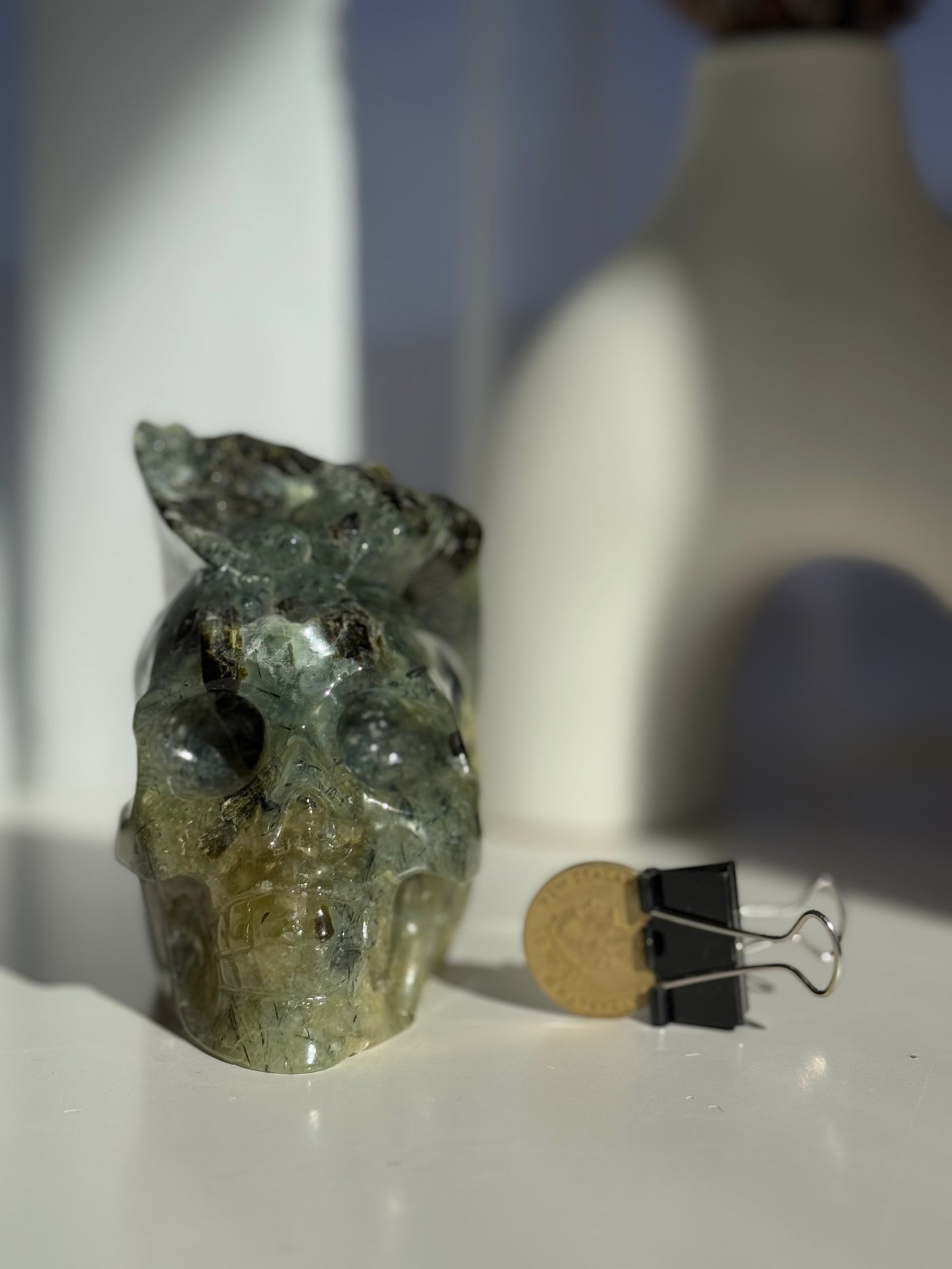 Large Prehnite Skull Carving 1kg