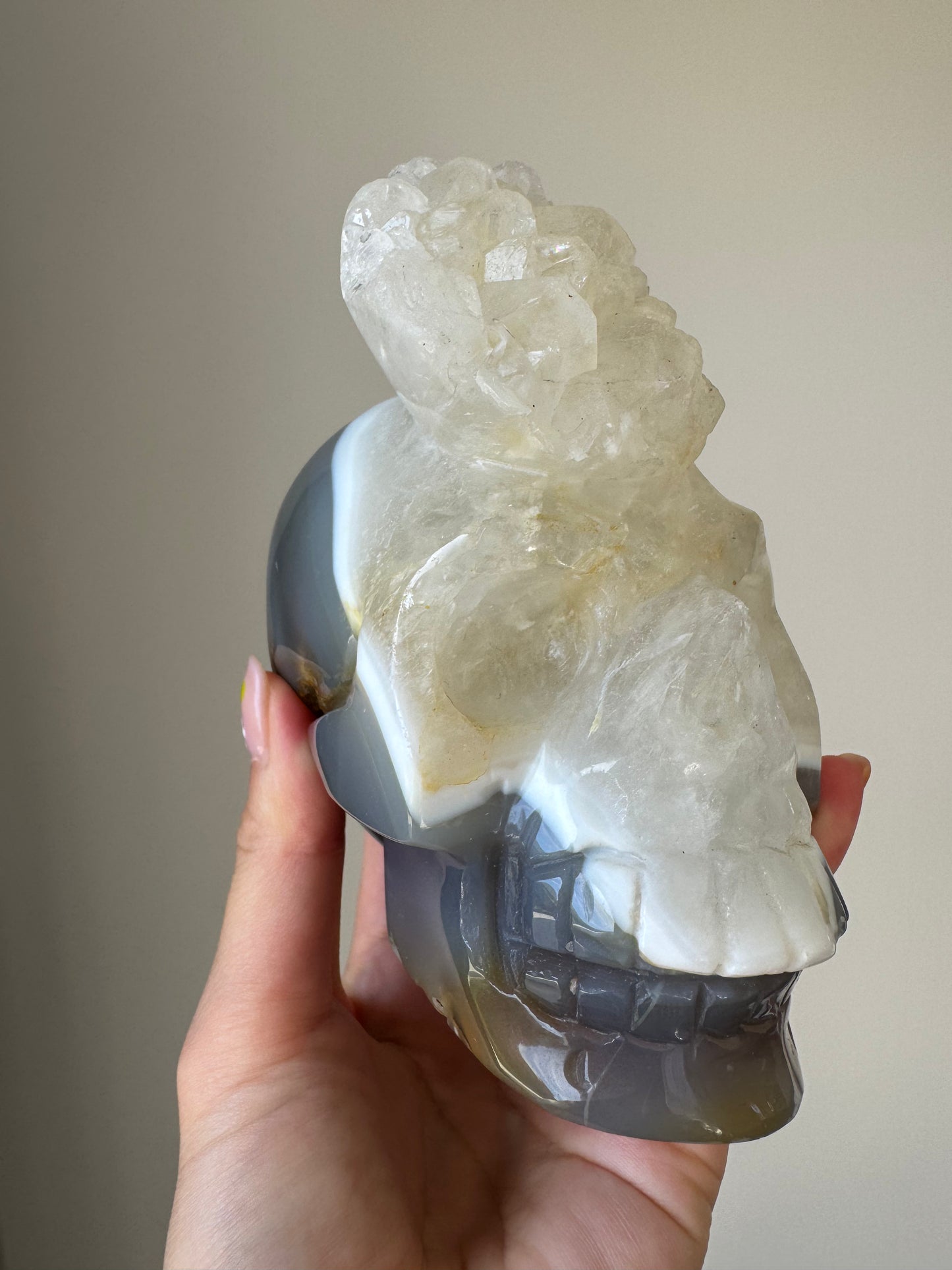 Large Agate Skull Carving with Dendritic 1kg