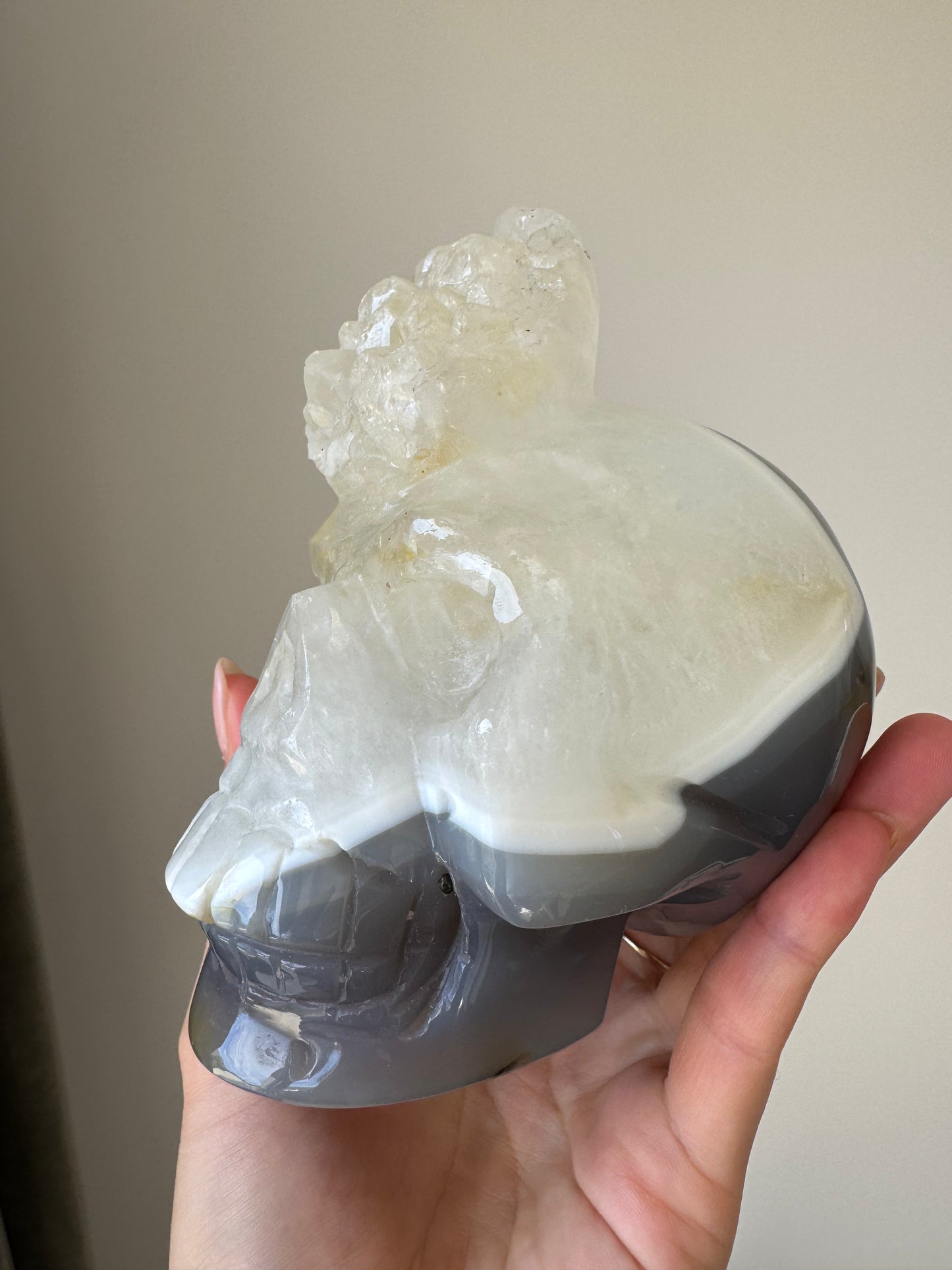 Large Agate Skull Carving with Dendritic 1kg