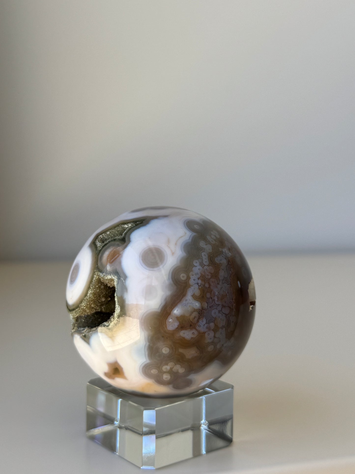 Old Stock Druzy Orbicular Ocean Jasper Sphere 57mm