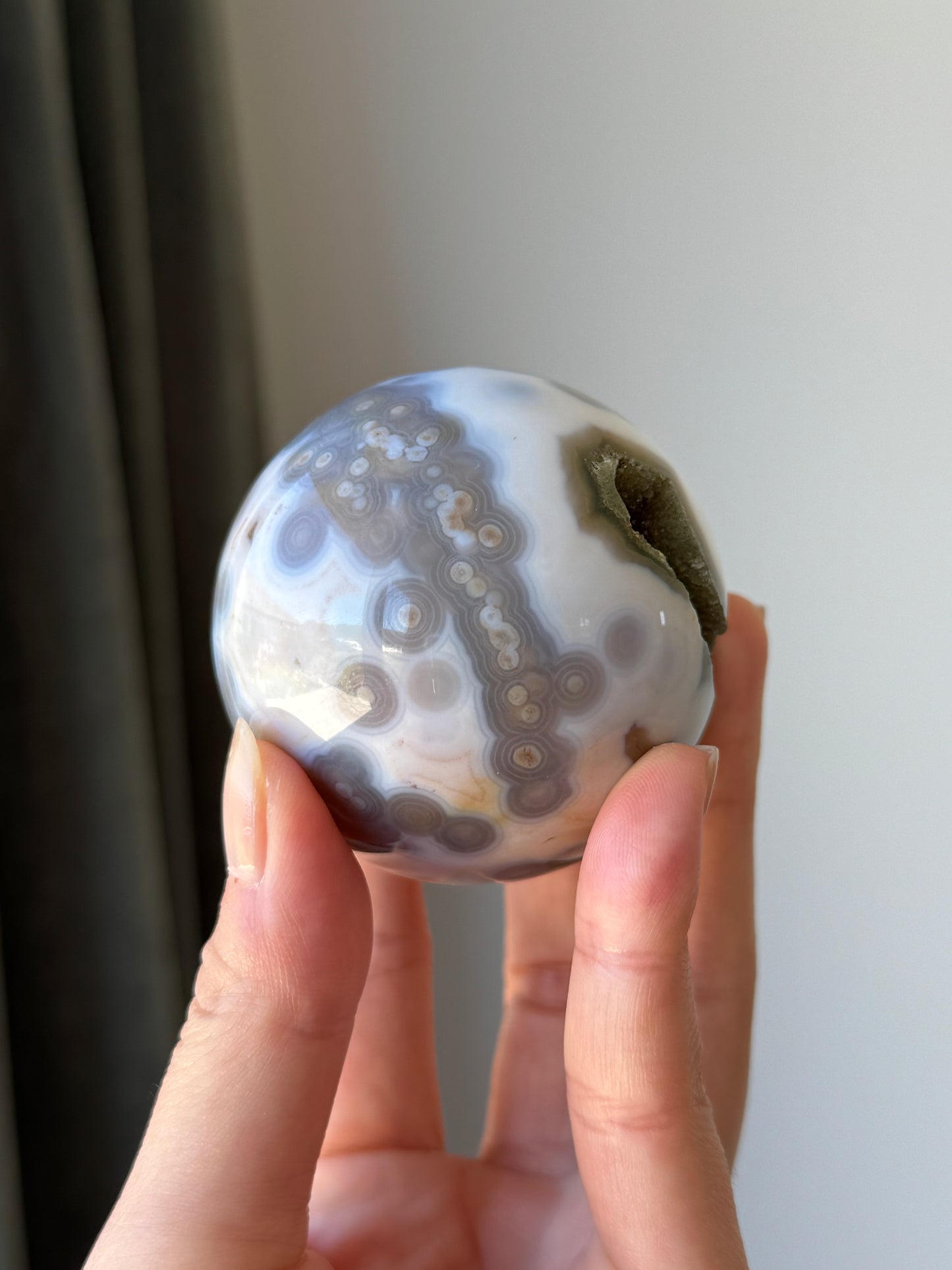 Old Stock Druzy Orbicular Ocean Jasper Sphere 57mm