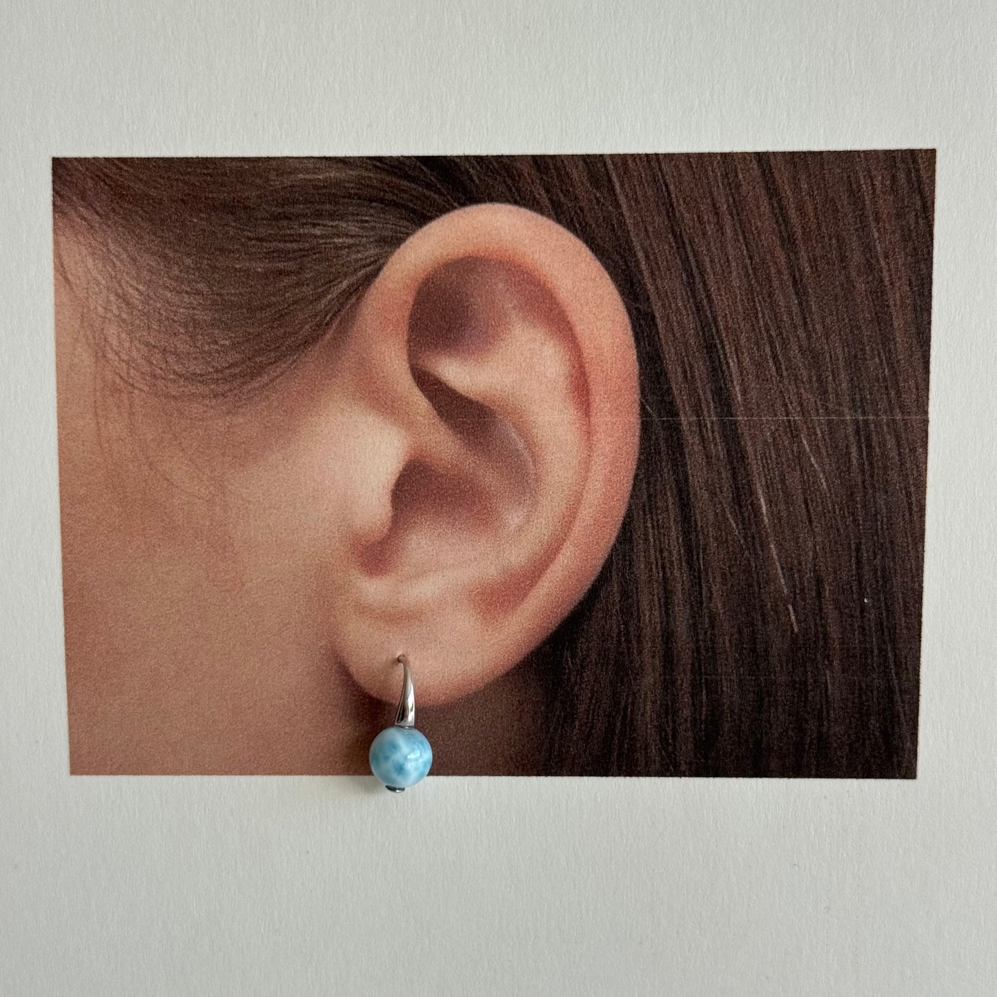 Larimar Heart Sterling Sliver Earring
