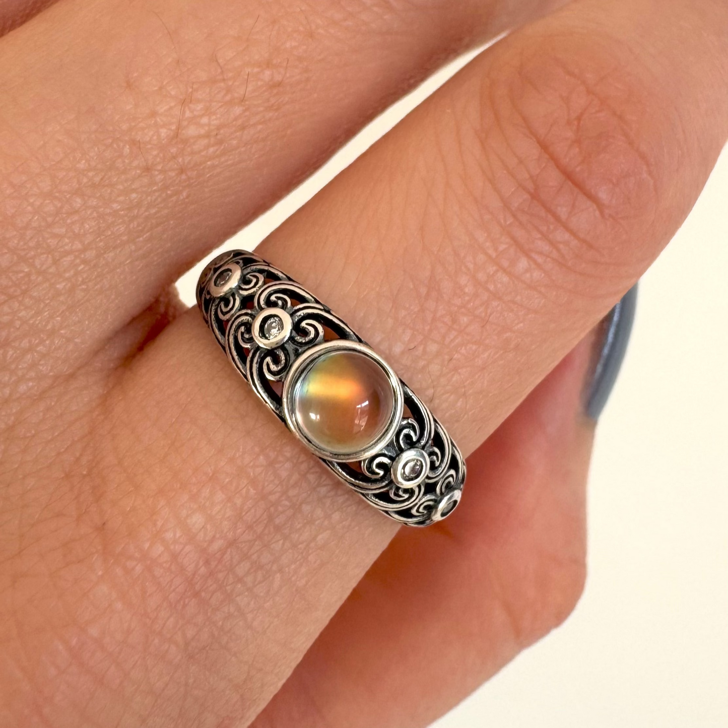 Moonstone Sterling Sliver Ring Adjustable