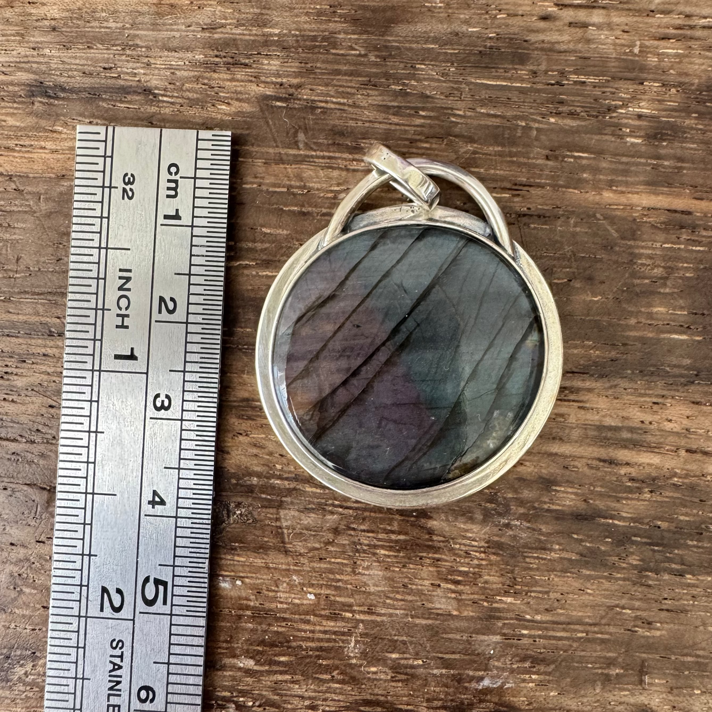 Pink&Blue Labradorite Sterling Sliver Pendant