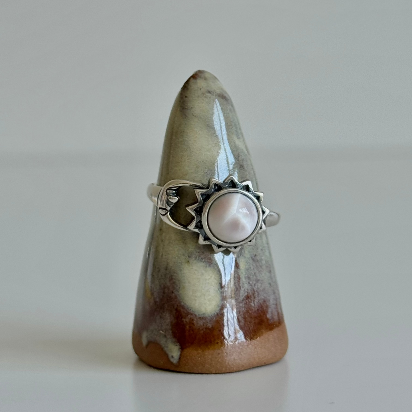 Pink Larimar Sterling Sliver Ring Adjustable #2