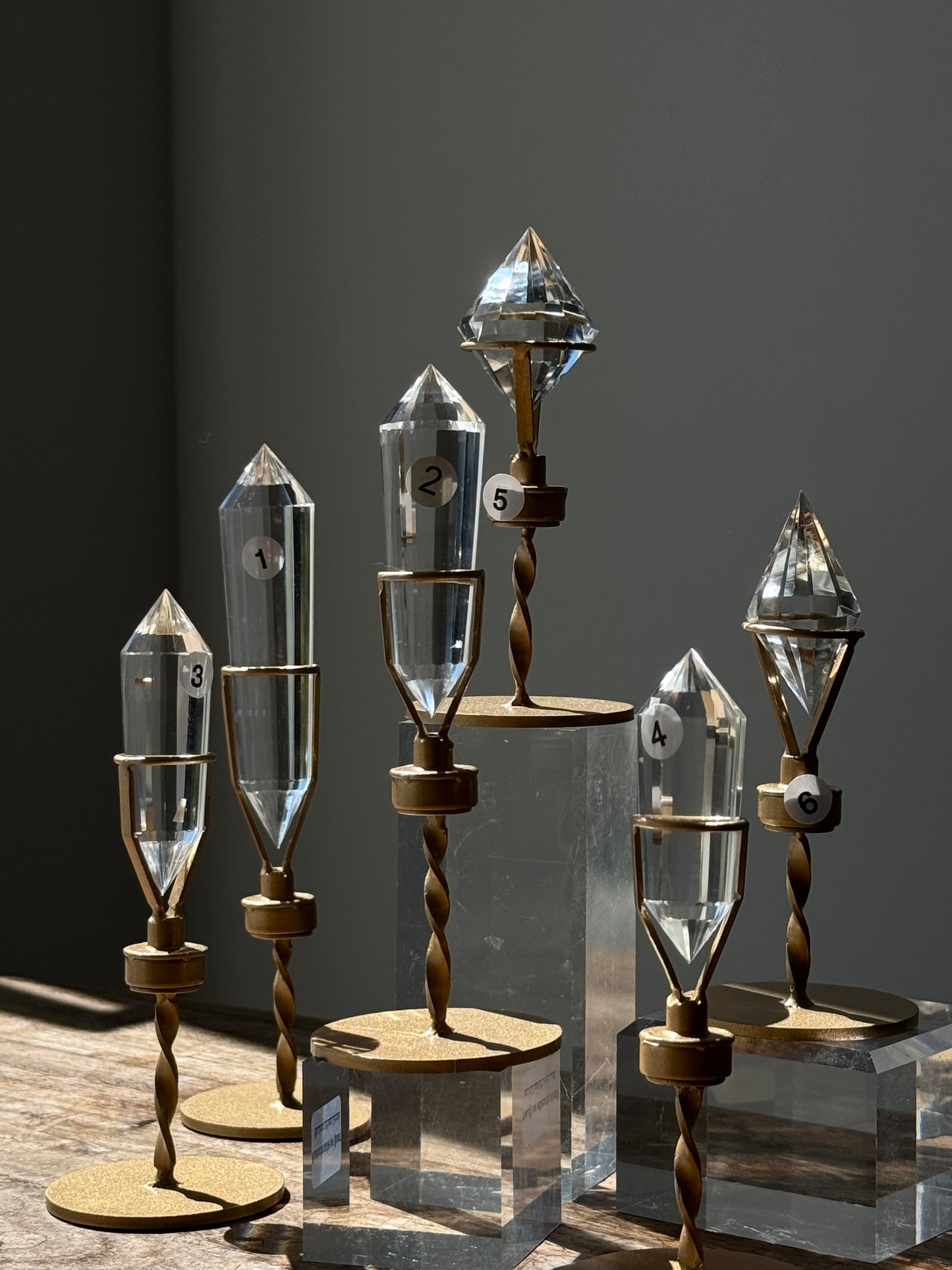 Double Pyramid Clear Quart 12 Faceted with Custom Stand #5