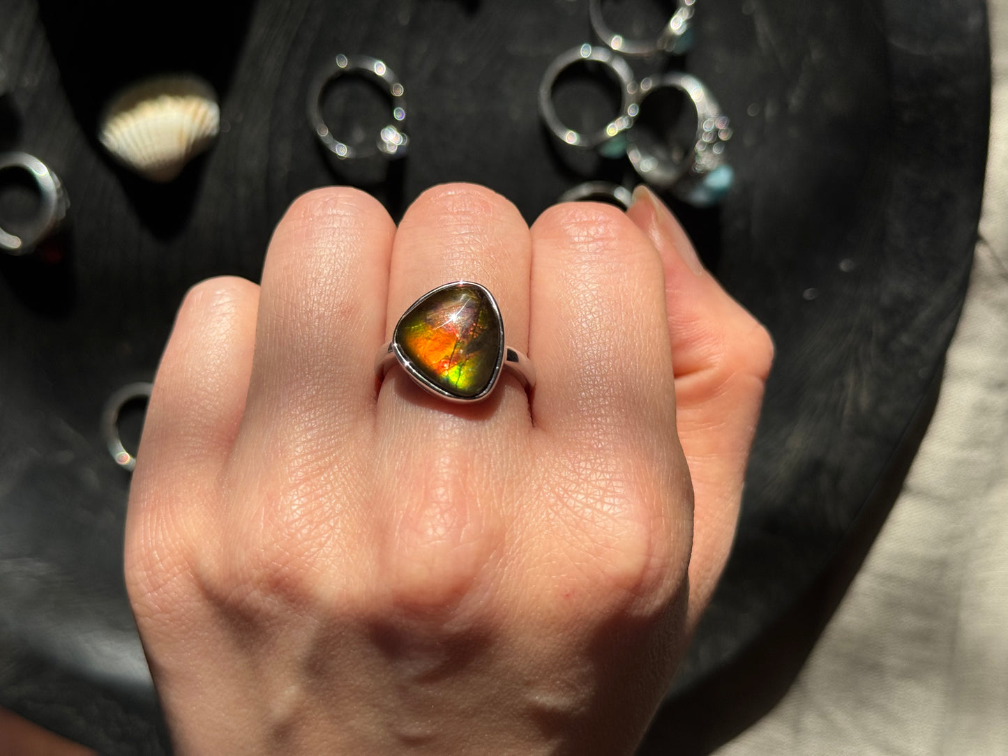 Ammonite Sterling Sliver Ring Adjustable