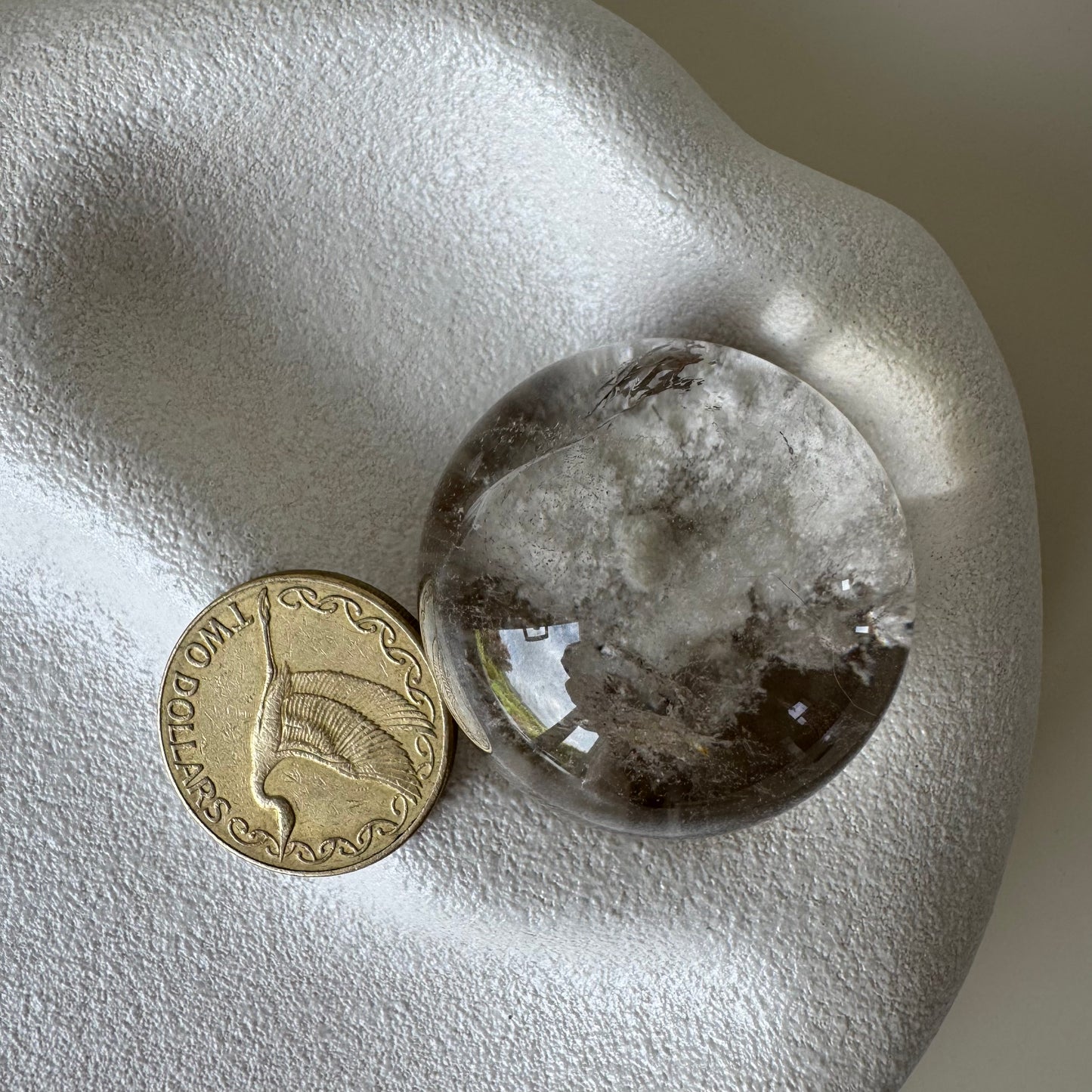 Rare HG White Lodolite with Black Tourmaline sphere 40mm (video)