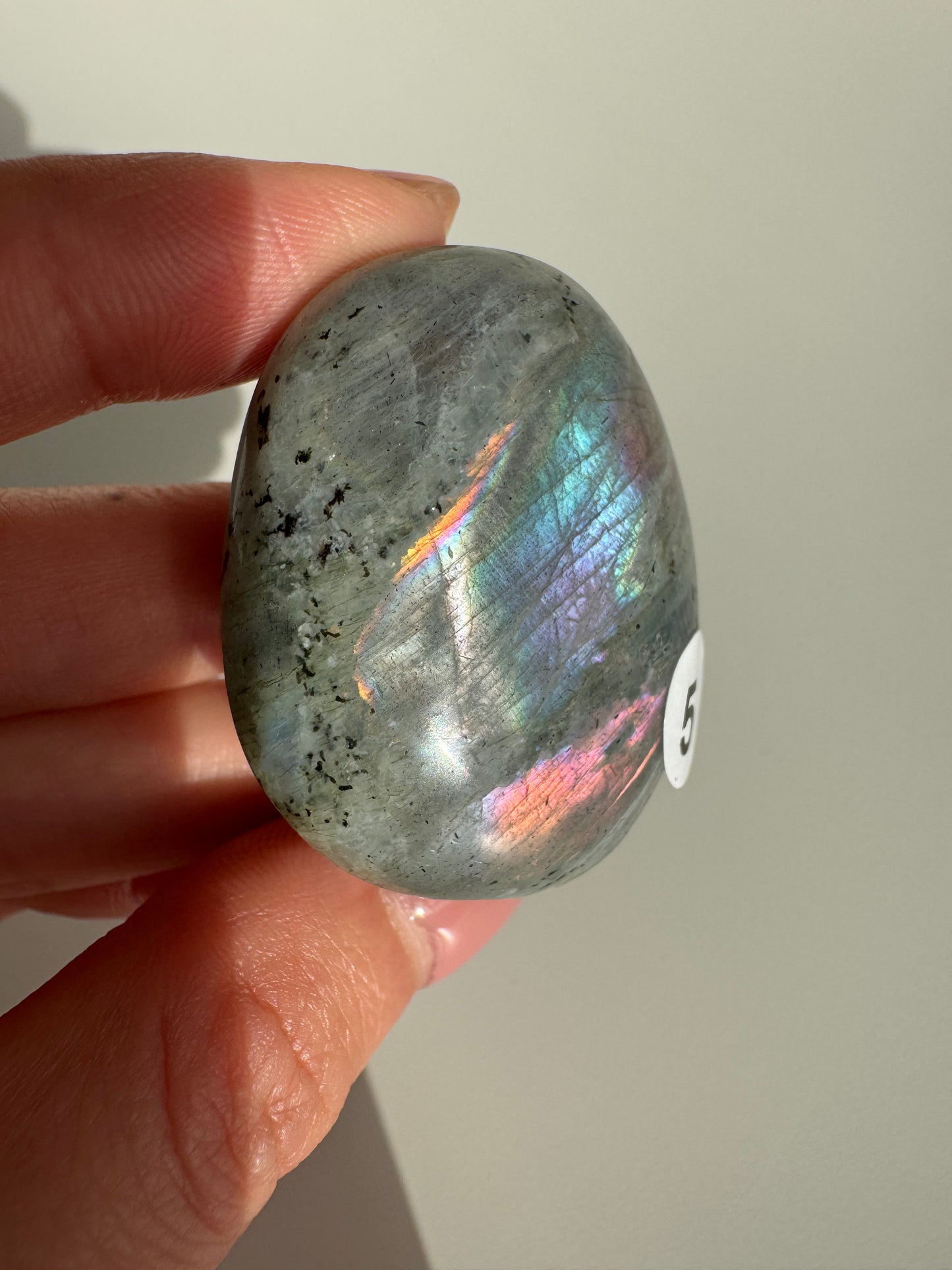 Pauper Pink Labradorite Palmstone