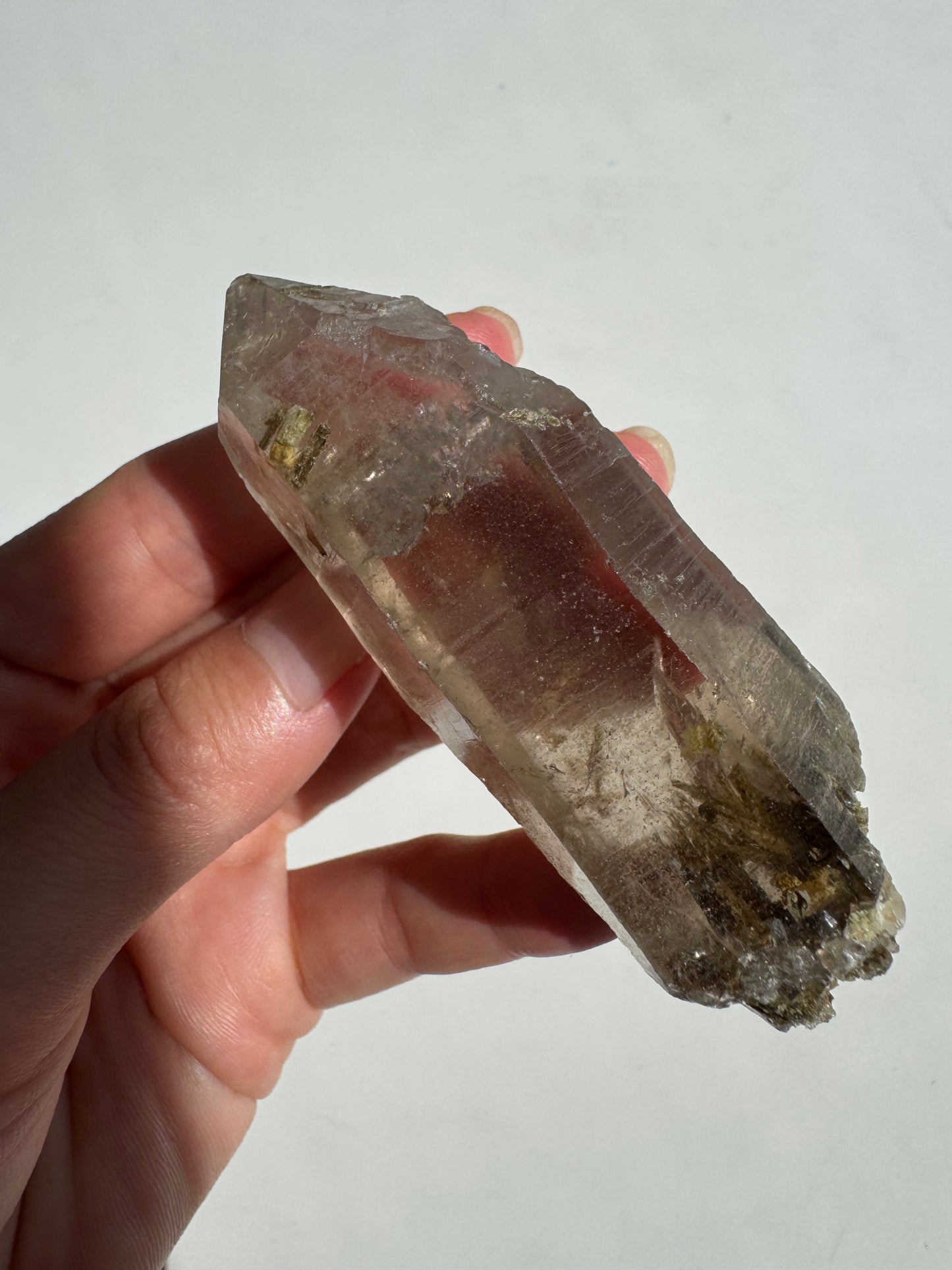 Smoky Quartz with Green Tourmaline (Brazil)