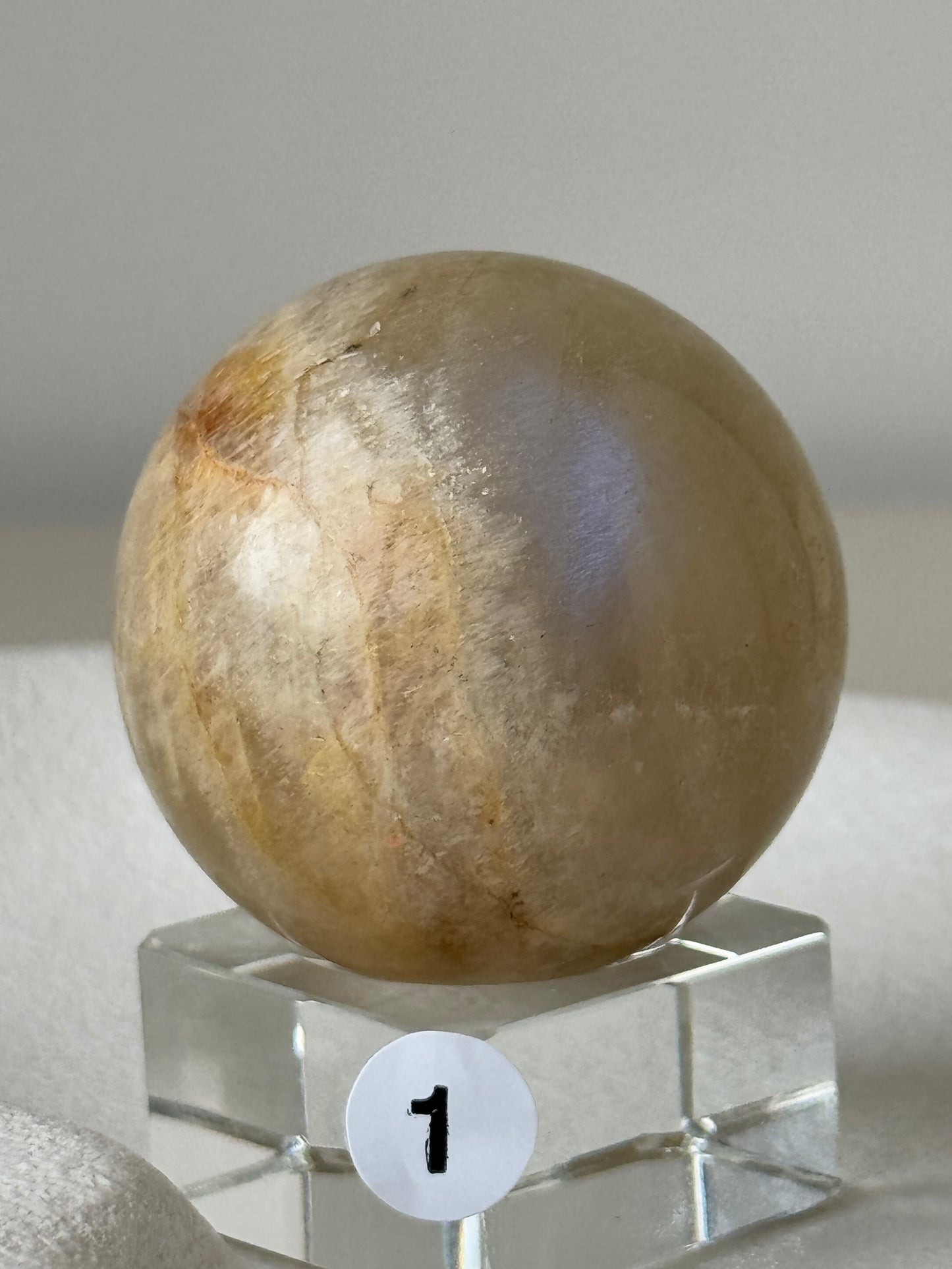 Moonstone Sphere with blue flash #1