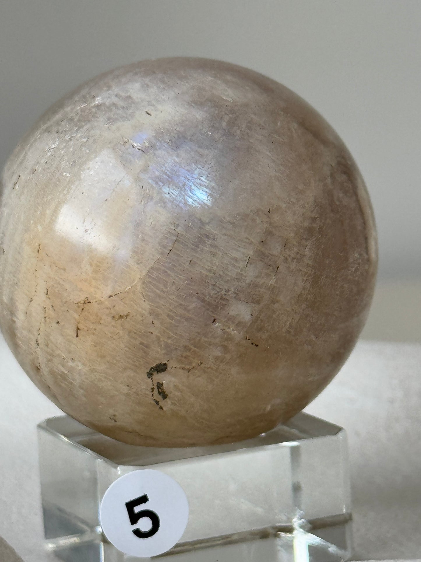 Moonstone Sphere with blue flash #5
