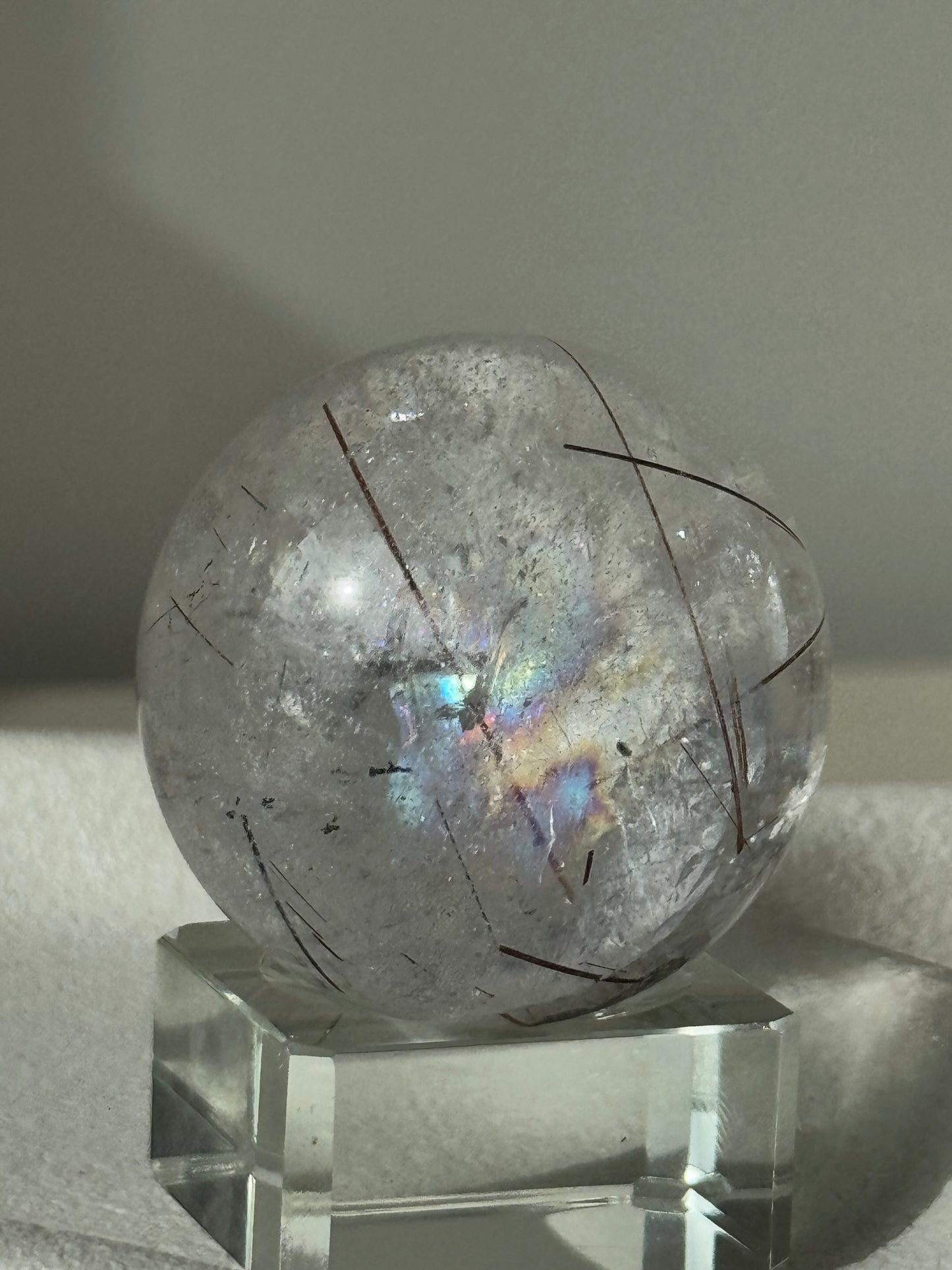 HG Copper Rutile Quartz Sphere Mica flakes (full rainbow) #2 45mm
