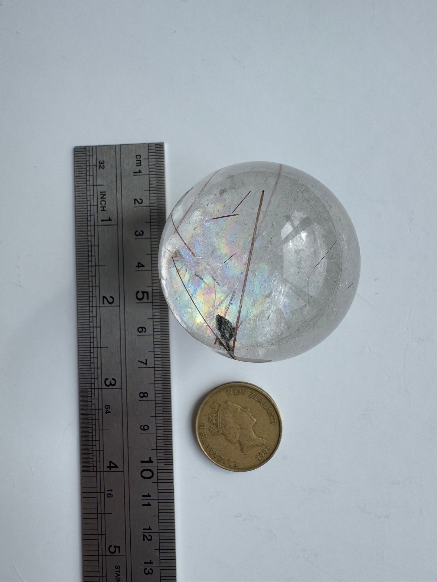 HG Copper Rutile Quartz Sphere Mica flakes (full rainbow) #2 45mm