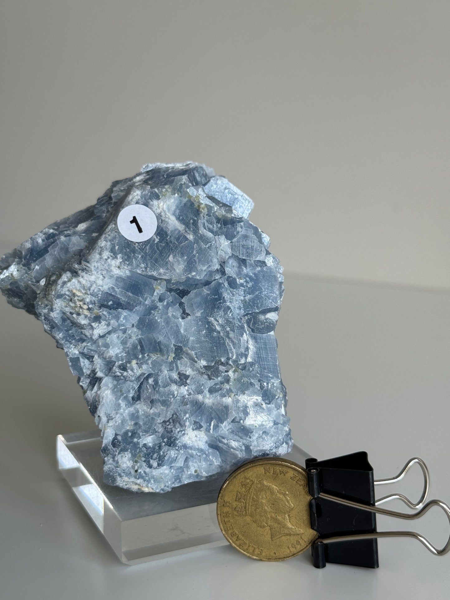 Blue Calcite Raw with Peridot