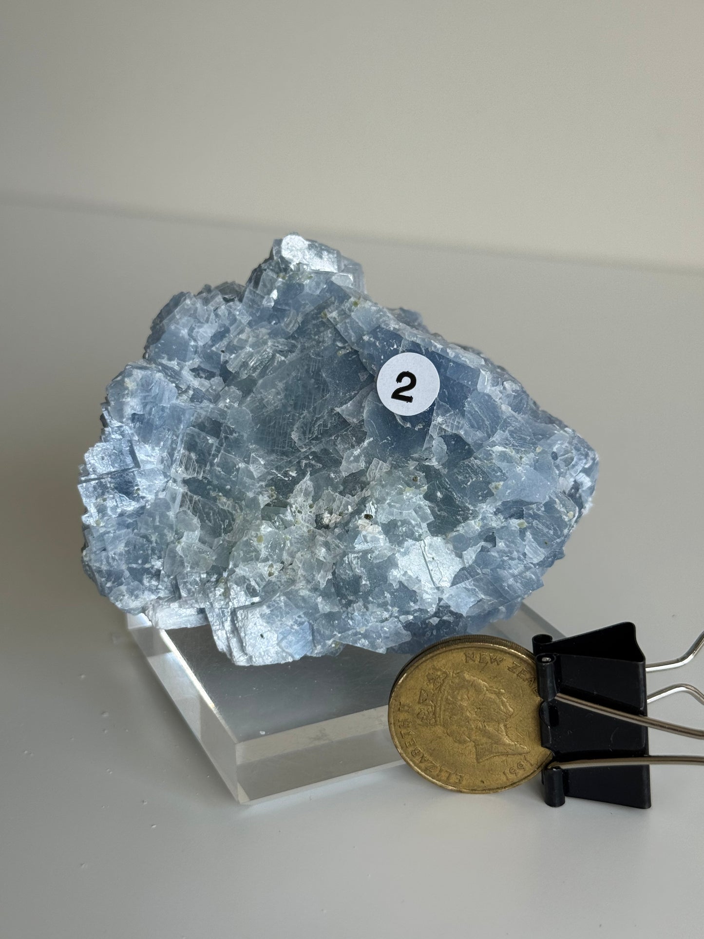 Blue Calcite Raw with Peridot