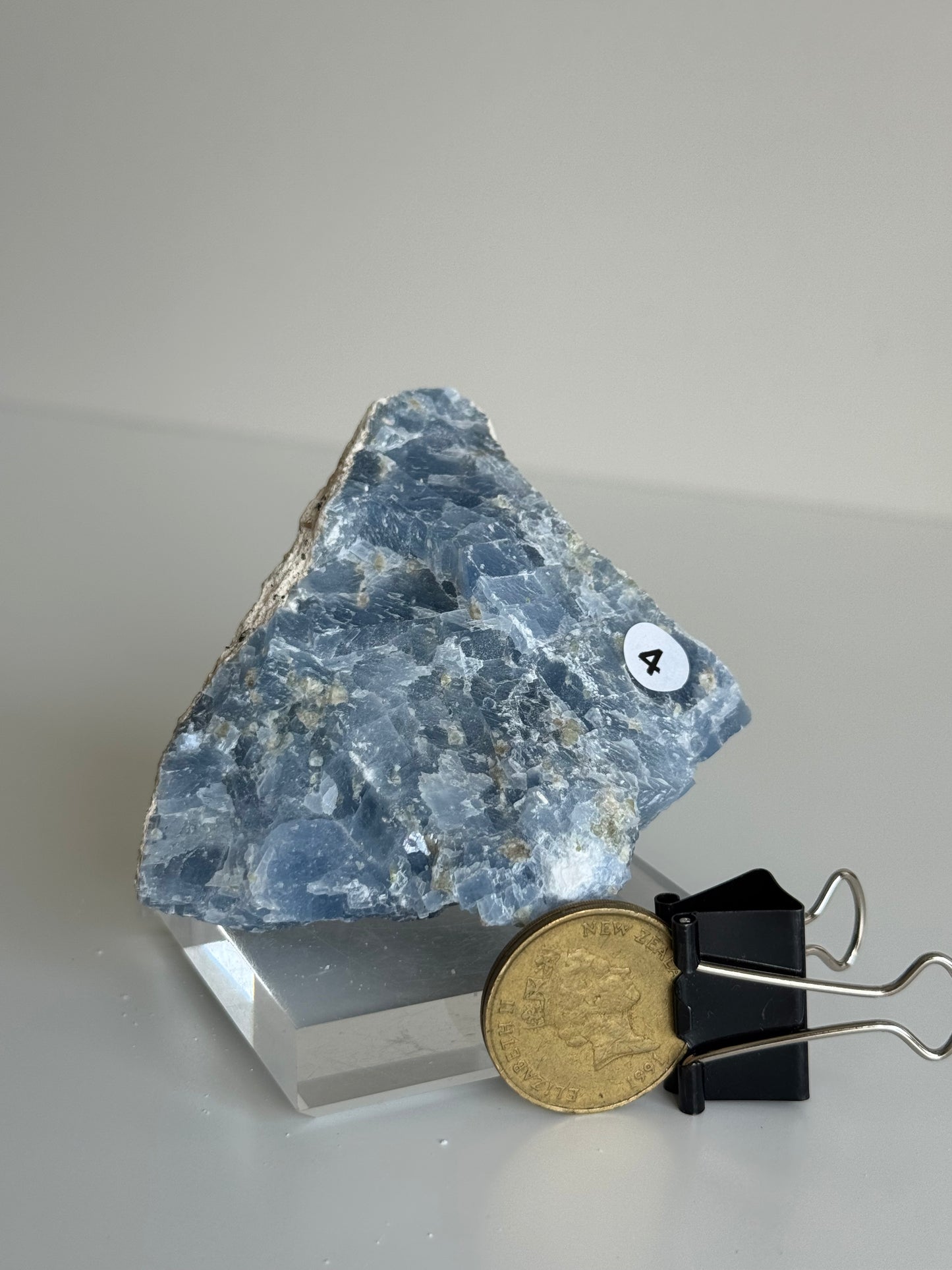 Blue Calcite Raw with Peridot