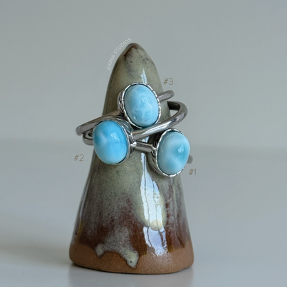 Larimar Sterling Sliver Ring Adjustable #2