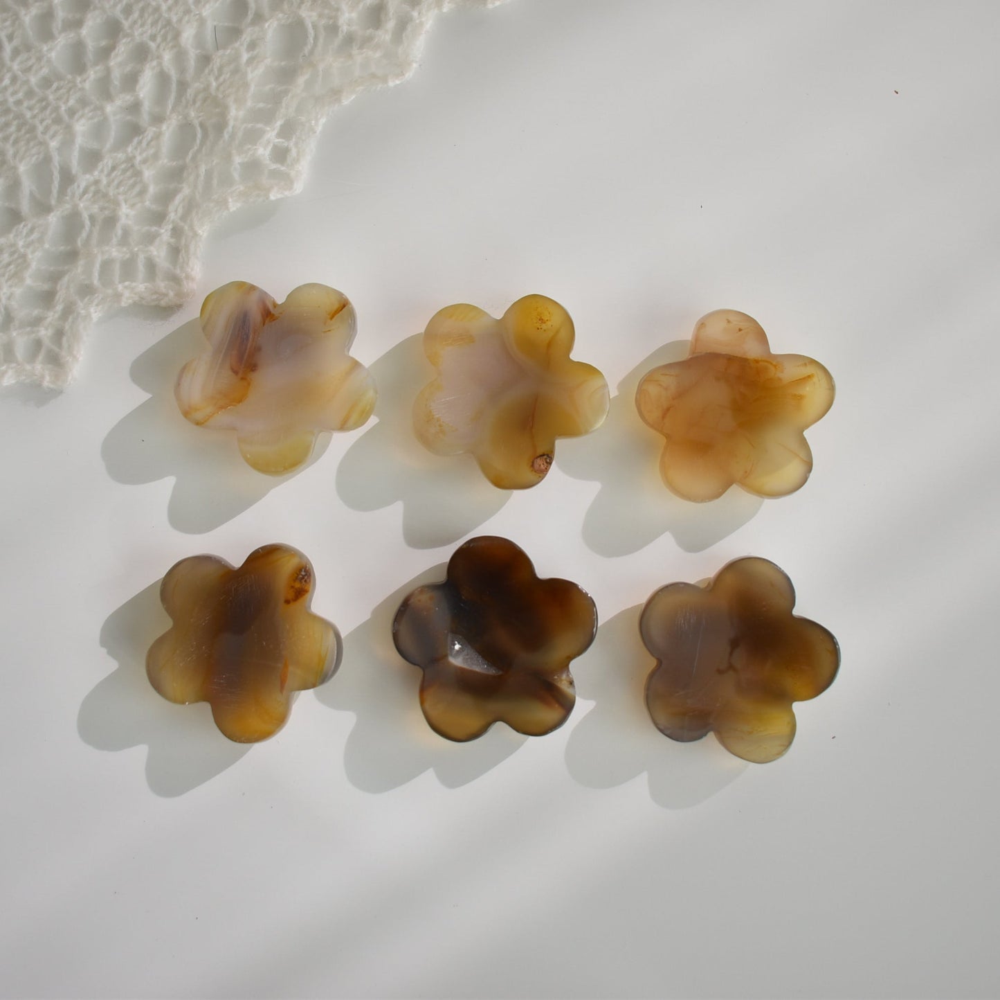 Agate Flower Worry Stone