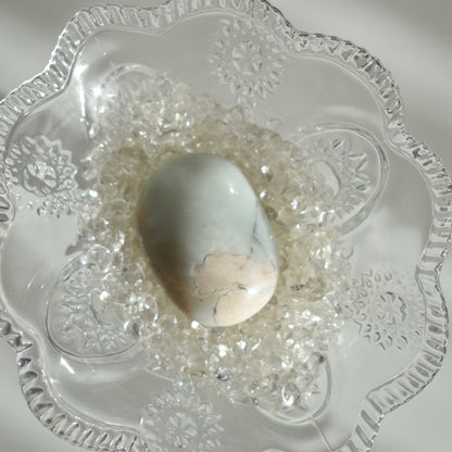 Creamy Green Flower Agate Palm Stone #1