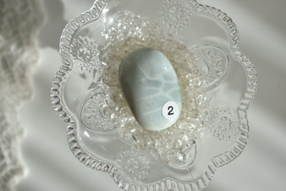 Creamy Green Flower Agate Palm Stone #2
