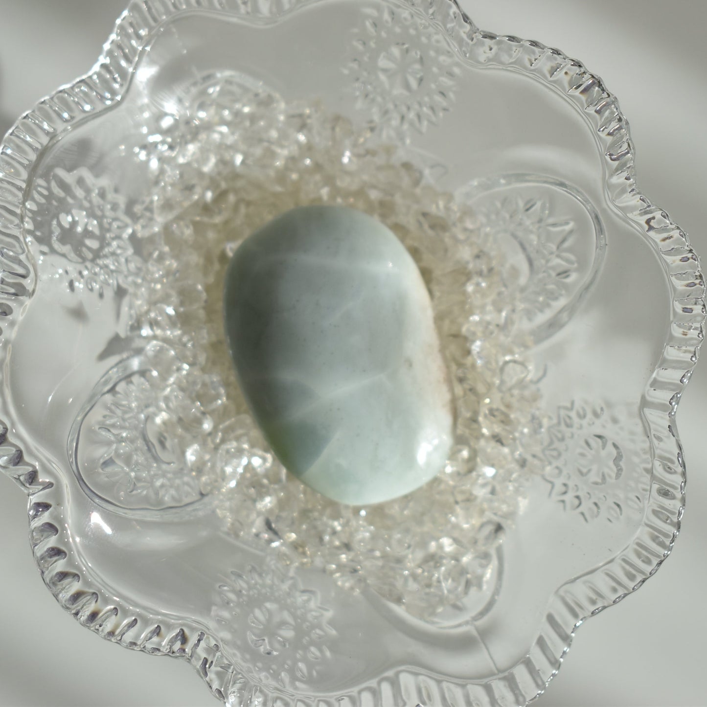 Creamy Green Flower Agate Palm Stone #2