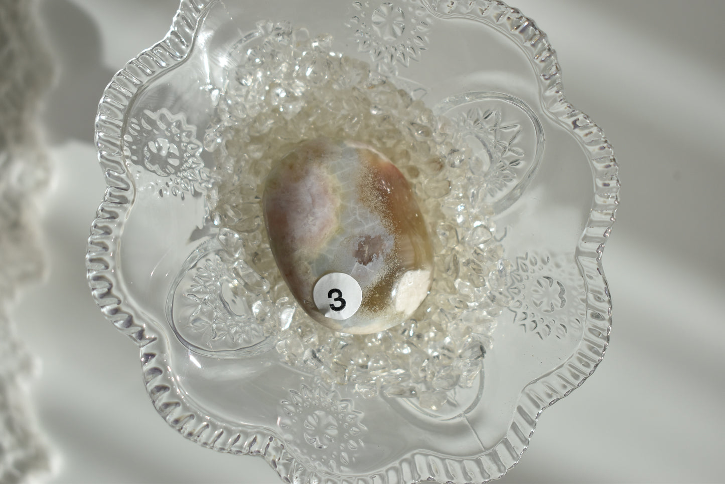 Creamy Green Flower Agate Palm Stone #3
