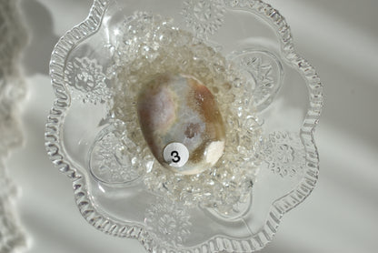 Creamy Green Flower Agate Palm Stone #3