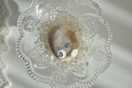 Creamy Green Flower Agate Palm Stone #3