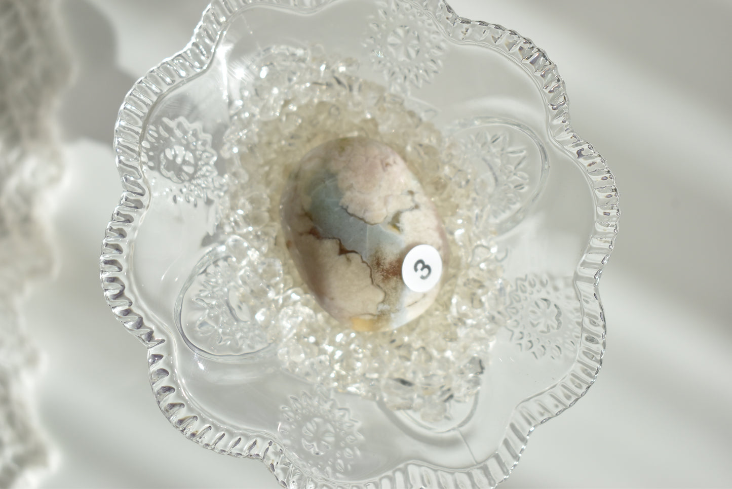 Creamy Green Flower Agate Palm Stone #3