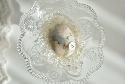 Creamy Green Flower Agate Palm Stone #3