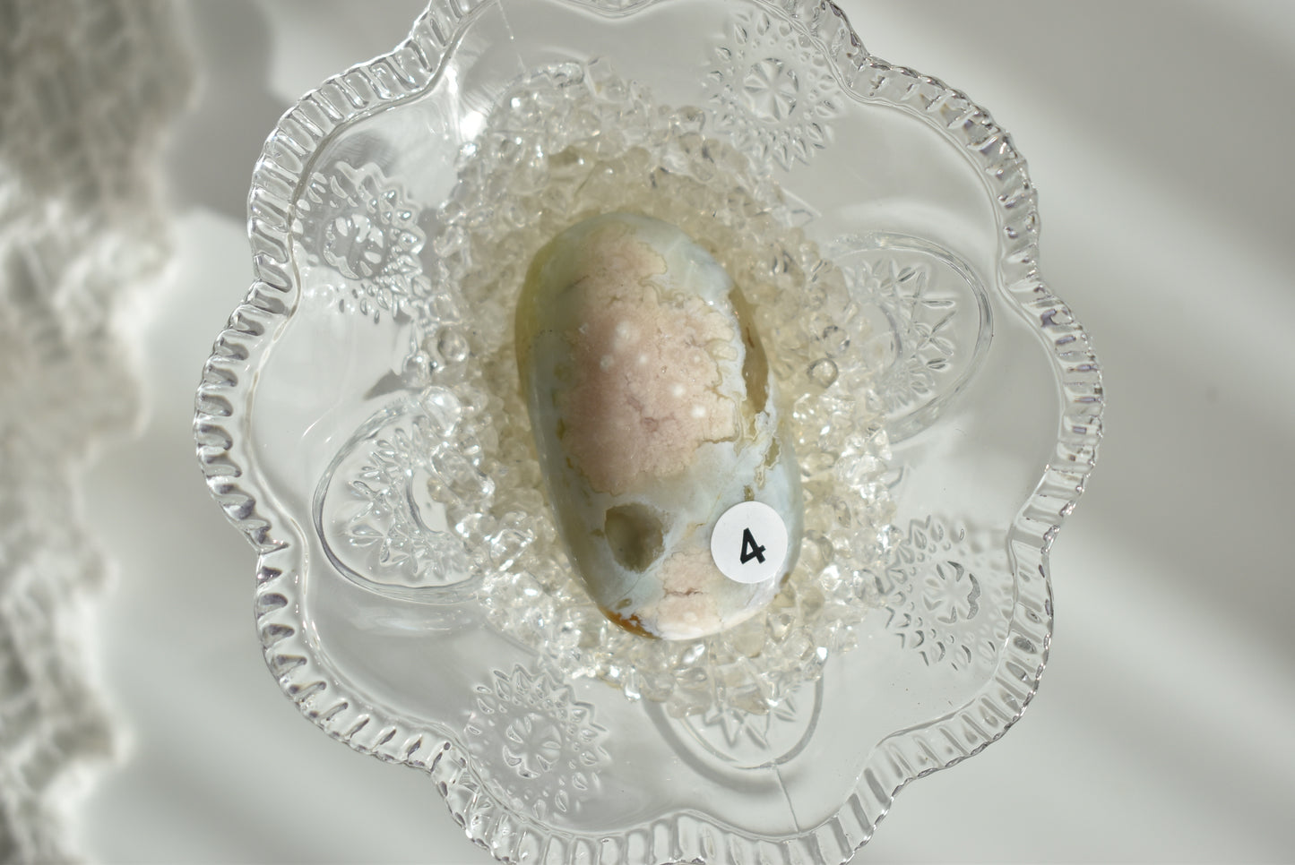 Creamy Green Flower Agate Palm Stone #4