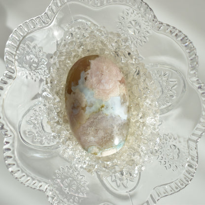 Creamy Green Flower Agate Palm Stone #5