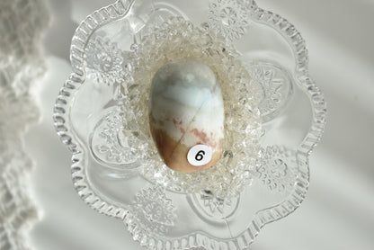 Creamy Green Flower Agate Palm Stone #6