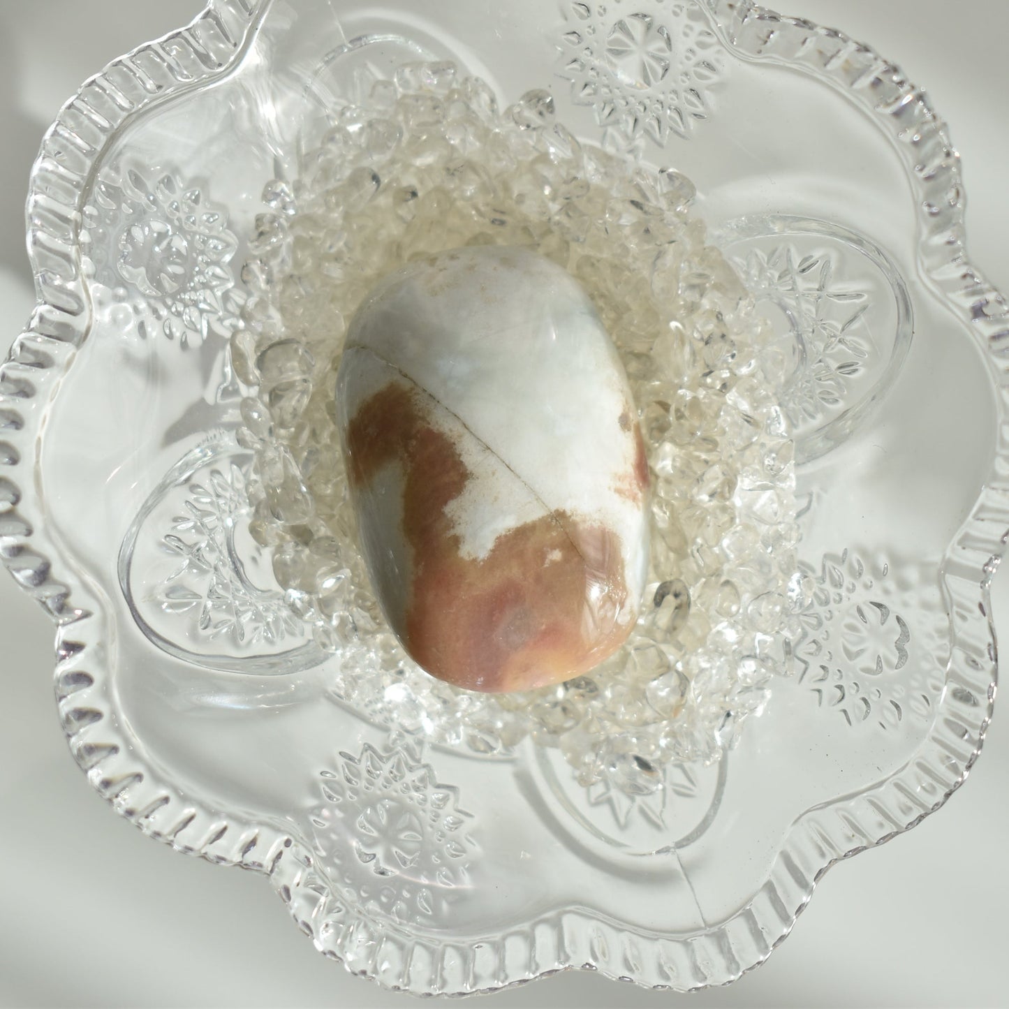 Creamy Green Flower Agate Palm Stone #6