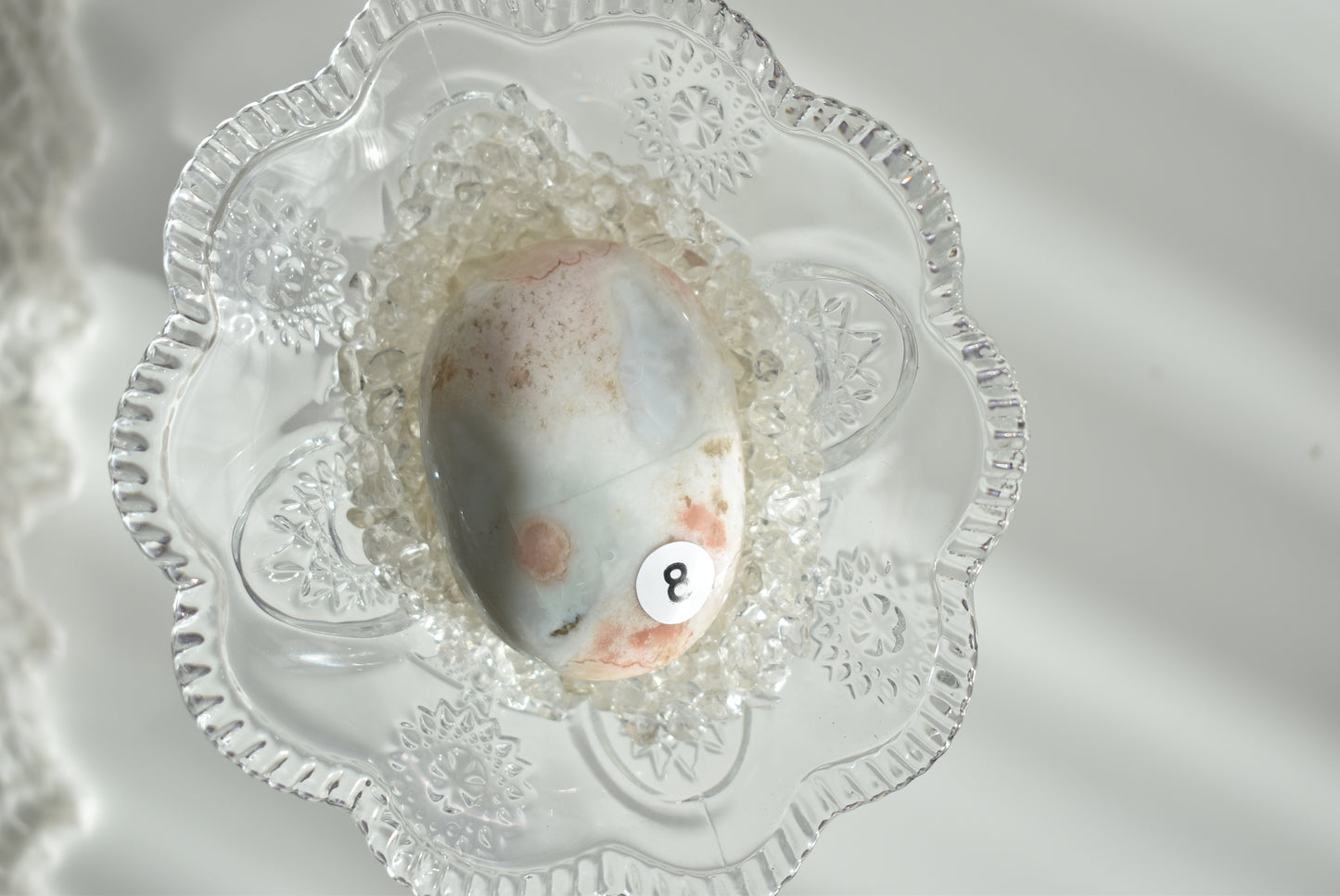 Creamy Green Flower Agate Palm Stone #8
