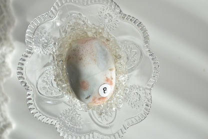 Creamy Green Flower Agate Palm Stone #8