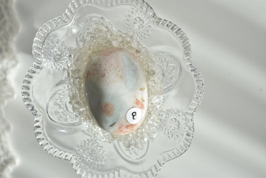 Creamy Green Flower Agate Palm Stone #8
