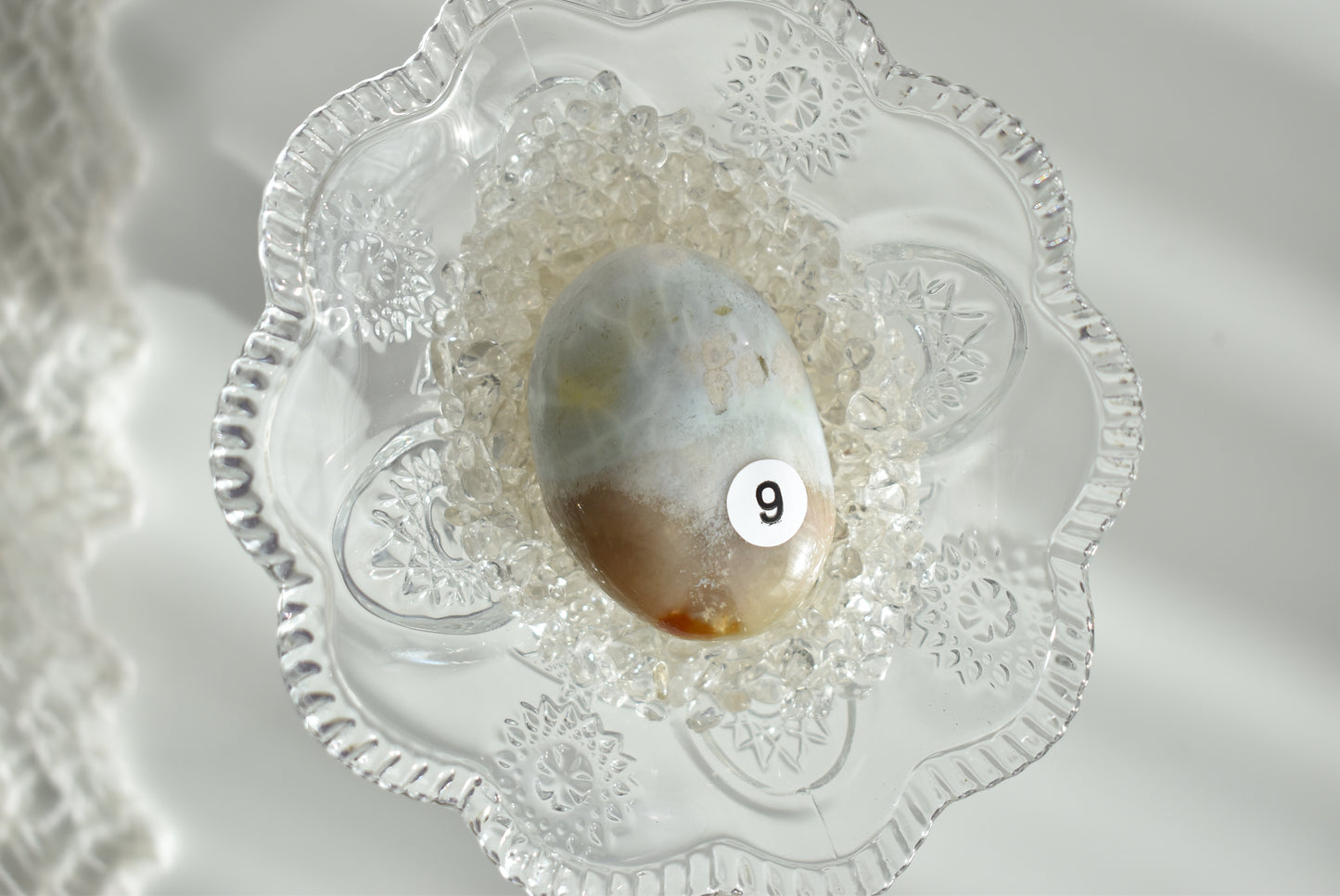 Creamy Green Flower Agate Palm Stone #9