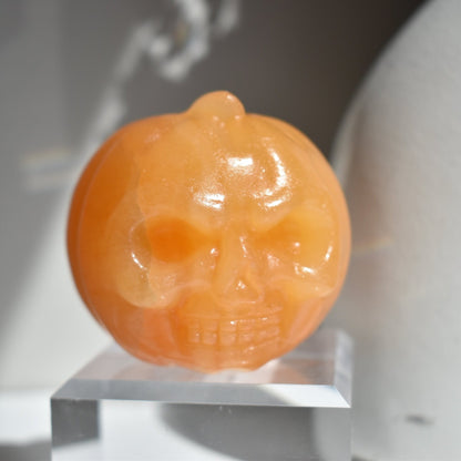Orange Calcite Pumpkin Skull