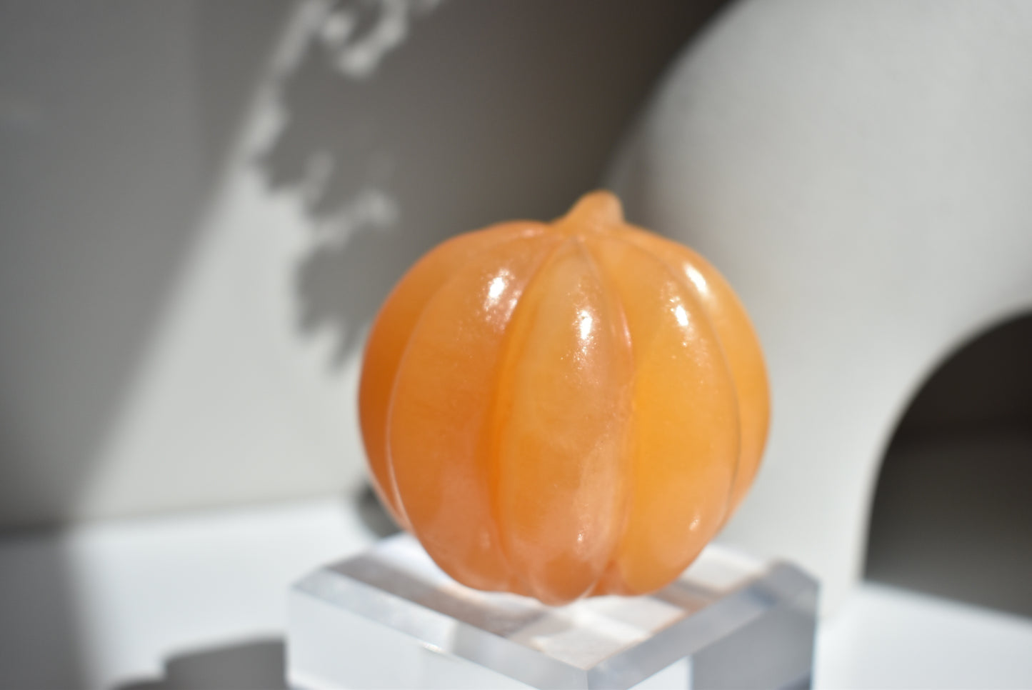 Orange Calcite Pumpkin Skull