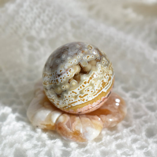 Old Stock Orbicular Ocean Jasper Sphere #7